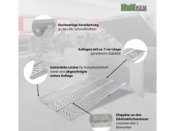 DREIBREIT Quads|By TRUTZHOLM 3-Fach Auffahrrampe Klappbar 175cm Tragkraft 1020kg Alu Grau Gelocht