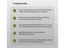 DREIBREIT Quads|By TRUTZHOLM 3-Fach Auffahrrampe Klappbar 175cm Tragkraft 1020kg Alu Grau Gelocht