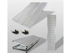 DREIBREIT Quads|By TRUTZHOLM 3-Fach Auffahrrampe Klappbar 175cm Tragkraft 1020kg Alu Grau Gelocht