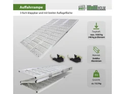 TRUTZHOLM Quads|DREIBREIT By 3-Fach Auffahrrampe Alu Klappbar 175cm Tragkraft 1020kg Grau Gelocht