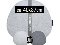 DuneDesign Gartenstuhlauflagen|Sitzkissen|4 Ovale Sitzkissen aus Filz 40 x 37 cm in Grau und Hellgrau