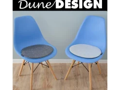 DuneDesign Gartenstuhlauflagen|Sitzkissen|4 Ovale Sitzkissen aus Filz 40 x 37 cm in Grau und Hellgrau