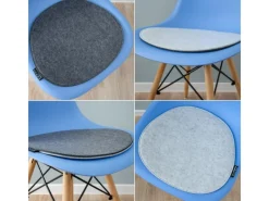 DuneDesign Gartenstuhlauflagen|Sitzkissen|4 Ovale Sitzkissen aus Filz 40 x 37 cm in Grau und Hellgrau