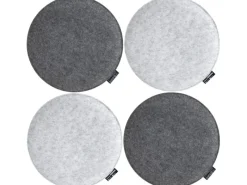 DuneDesign Sitzkissen|Gartenstuhlauflagen|4 Runde Sitzkissen aus Filz Ø 35 x 2,5 cm in Grau