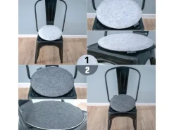 DuneDesign Sitzkissen|Gartenstuhlauflagen|4 Runde Sitzkissen aus Filz Ø 35 x 2,5 cm in Grau