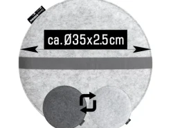 DuneDesign Sitzkissen|Gartenstuhlauflagen|4 Runde Sitzkissen aus Filz Ø 35 x 2,5 cm in Grau