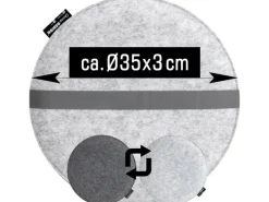 DuneDesign Gartenstuhlauflagen|4 Runde Sitzkissen aus Filz Ø 35 cm 3 cm Stark in Grau