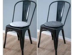 DuneDesign Gartenstuhlauflagen|4 Runde Sitzkissen aus Filz Ø 35 cm 3 cm Stark in Grau