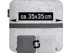 DuneDesign Sitzkissen|Gartenstuhlauflagen|Eckiges Sitzkissen aus Filz 35 x 35 cm 30 mm Stark in Grau