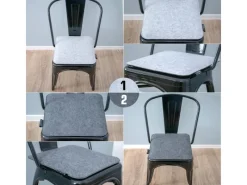 DuneDesign Sitzkissen|Gartenstuhlauflagen|Eckiges Sitzkissen aus Filz 35 x 35 cm 30 mm Stark in Grau