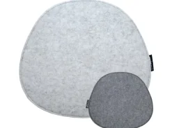 DuneDesign Sitzkissen|Gartenstuhlauflagen|Ovales Sitzkissen aus Filz 40 x 37 cm 8 mm Stark in Grau