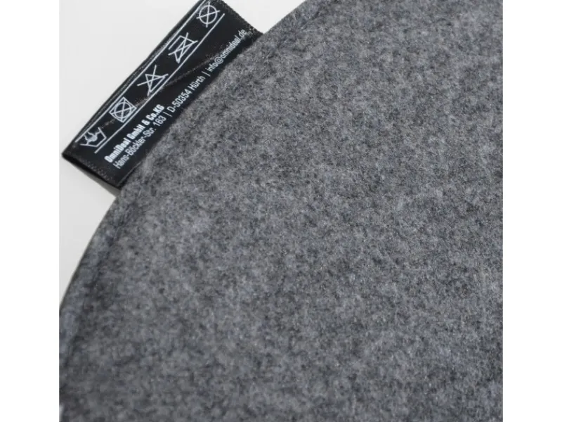 DuneDesign Sitzkissen|Gartenstuhlauflagen|Ovales Sitzkissen aus Filz 40 x 37 cm 8 mm Stark in Grau