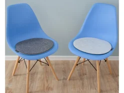 DuneDesign Sitzkissen|Gartenstuhlauflagen|Ovales Sitzkissen aus Filz 40 x 37 cm 8 mm Stark in Grau