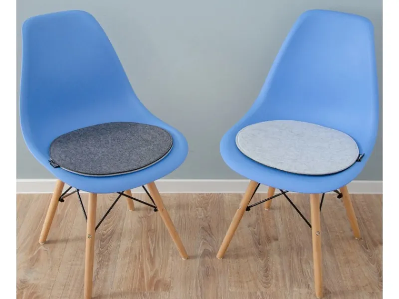 DuneDesign Sitzkissen|Gartenstuhlauflagen|Ovales Sitzkissen aus Filz 40 x 37 cm 8 mm Stark in Grau