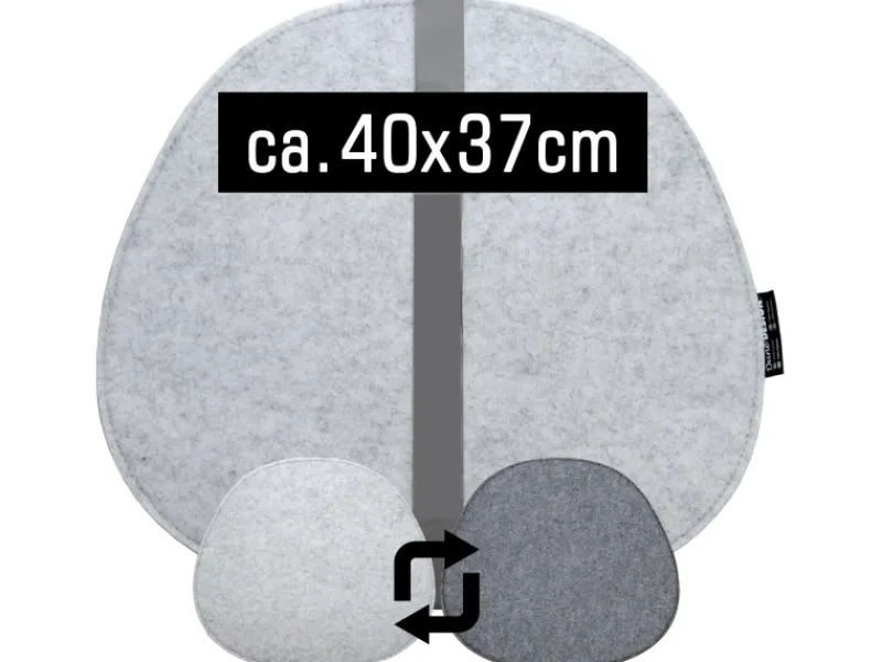 DuneDesign Sitzkissen|Gartenstuhlauflagen|Ovales Sitzkissen aus Filz 40 x 37 cm 8 mm Stark in Grau