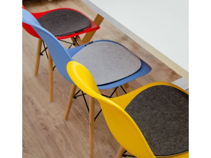 DuneDesign Sitzkissen|Gartenstuhlauflagen|Ovales Sitzkissen aus Filz 40 x 37 cm 8 mm Stark in Grau