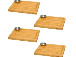 DuneDesign Tischgrills|Raclette Teller Set mit Dipschale für 4 Personen 30 x 25 cm