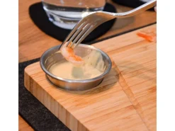 DuneDesign Tischgrills|Raclette Teller Set mit Dipschale für 4 Personen 30 x 25 cm