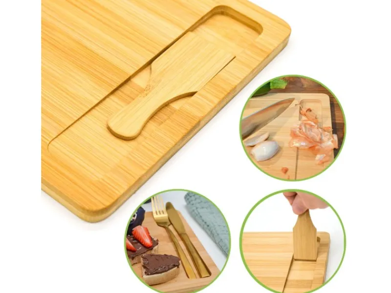 Raclettebrett mit Spachtel für 4 Personen 30 x 22 cm aus Bambus*DuneDesign Outlet