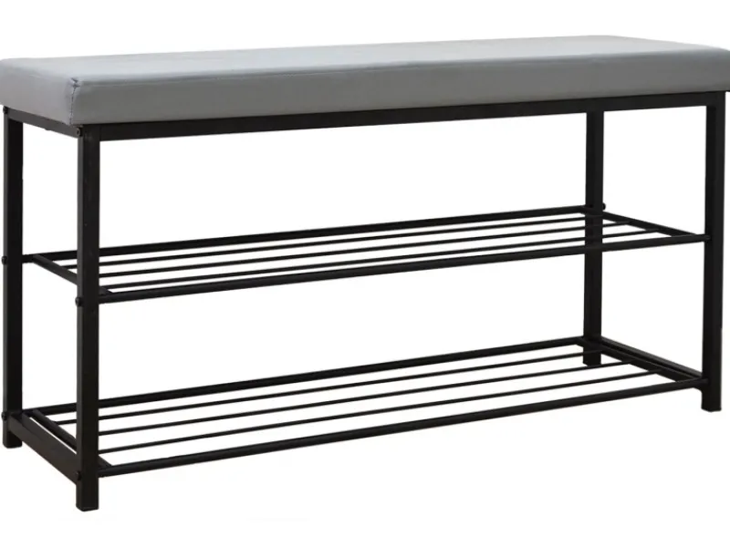 Schuhregal mit Sitzbank 95 x 33 x 52 cm Hellgrau*DuneDesign Sale