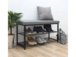 Schuhregal mit Sitzbank 95 x 33 x 52 cm Hellgrau*DuneDesign Sale