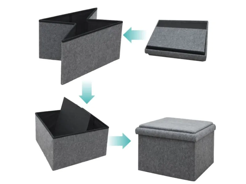 DuneDesign Gartenstühle|Sitzhocker mit Stauraum 56 x 56 x 40 aus Filz Grau