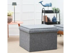 DuneDesign Gartenstühle|Sitzhocker mit Stauraum 56 x 56 x 40 aus Filz Grau