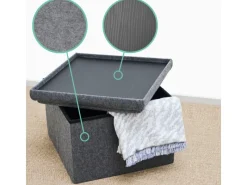 DuneDesign Gartenstühle|Sitzhocker mit Stauraum 56 x 56 x 40 aus Filz Grau