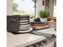 DuneDesign Campingzubehör|Tellerhalter für 8 Teller & Tassenhalter für 6 Tassen Anthrazit