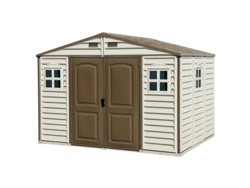 Kunststoff-Gerätehaus WoodSide Beige 7,6 m²*Duramax Hot