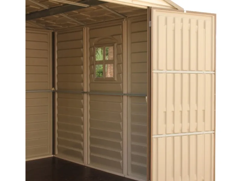Kunststoff-Gerätehaus WoodSide Beige 7,6 m²*Duramax Hot