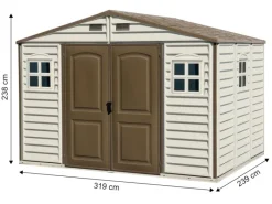 Kunststoff-Gerätehaus WoodSide Beige 7,6 m²*Duramax Hot