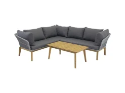 Lounge-Gartenmöbel|ebuy24 Chania Lounge-Set 2 Teile Grau Natur