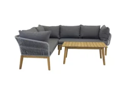 Lounge-Gartenmöbel|ebuy24 Chania Lounge-Set 2 Teile Grau Natur