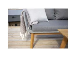 Lounge-Gartenmöbel|ebuy24 Chania Lounge-Set 2 Teile Grau Natur