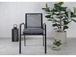 ebuy24 Dallas Gartenstuhl Stapelbar Schwarz Natur* Best