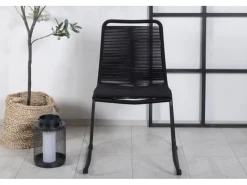 Gartenstühle|ebuy24 Lindos Gartenstuhl Stapelbar Schwarz