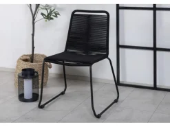 Gartenstühle|ebuy24 Lindos Gartenstuhl Stapelbar Schwarz