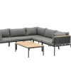 Lounge-Gartenmöbel|ebuy24 Nettan Lounge-Set 2 Teile Schwarz Grau Natur