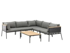 Lounge-Gartenmöbel|ebuy24 Nettan Lounge-Set 2 Teile Schwarz Grau Natur