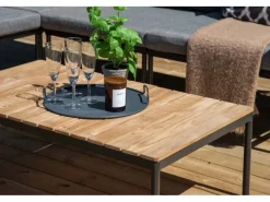 Lounge-Gartenmöbel|ebuy24 Nettan Lounge-Set 2 Teile Schwarz Grau Natur