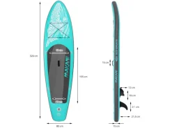 ECD Germany Wassersport|Aufblasbares Stand Up Paddle Board Makani 320 x 80 x 15cm Türkis PVC