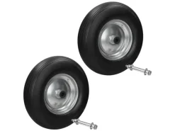 2Er Set Schubkarrenrad PU Vollgummi mit Achse 4,80-4,00-8 390mm*ECD Germany Sale
