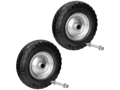 ECD Germany Streuwagen|2Er Set Schubkarrenrad PU mit Blockprofil Achse 4,80-4,00-8 390 mm