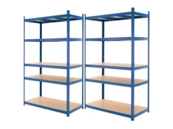 2Er Set Werkstattregal 200x100x60 cm Blau Pulverbeschichter Metall*ECD Germany Discount