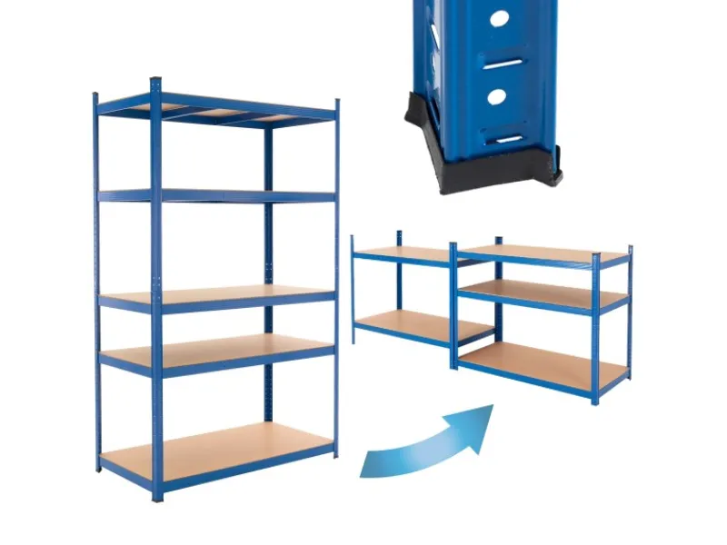 ECD Germany Weitere Ordnungssysteme Für Den Garten|Werkstattregal 200x100x50 cm Blau aus Metall Belastbar bis 875 kg