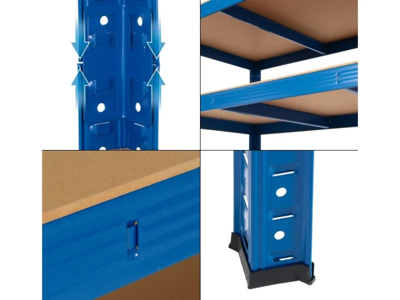 ECD Germany Weitere Ordnungssysteme Für Den Garten|Werkstattregal 200x100x50 cm Blau aus Metall Belastbar bis 875 kg