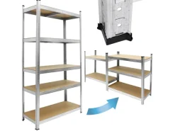 ECD Germany Weitere Ordnungssysteme Für Den Garten|Werkstattregal 170x70x30cm bis 350kg Verzinktes Metall 5 MDF-Platten