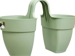 Geländertopf Vibia Campana Flower Twin 21 cm x 38 cm x 26,5 cm Pistaziengrü*Elho Clearance