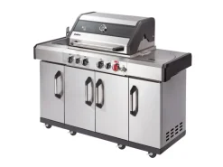 Enders Gasgrills|Gasgrill Kanasas II Pro 4 SIK Profi Turbo 4 Brenner & Seitenkocher Silber